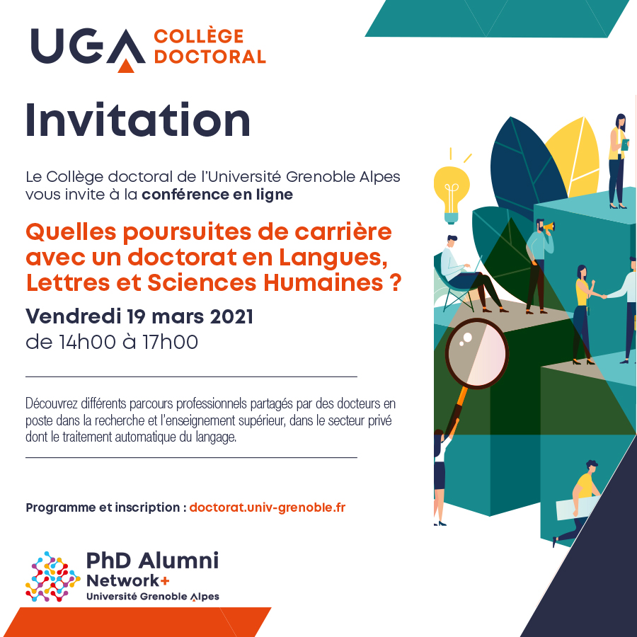 <div style="text-align: justify;"><br /> Au cours de cette conférence en ligne, nous partagerons avec vous l'information sur nos enquêtes de suivi de carrière des docteurs diplômés d'un doctorat en Langues, Lettres et Sciences Humaines ainsi que d