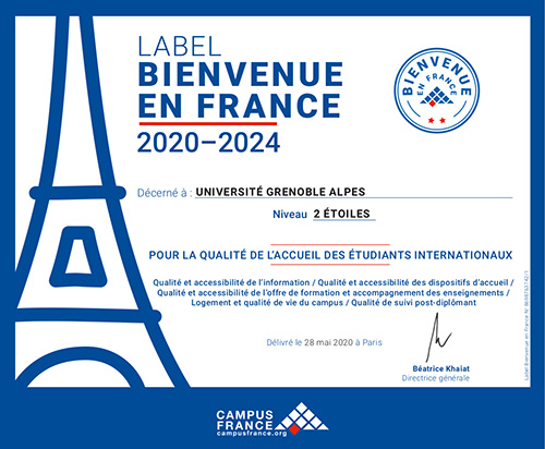 Bienvenue en France- le label 2 étoiles de l'UGA